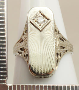 Antique JR WOOD of NY 1920's Art Deco Diamond 14k Solid White Gold Filigree Ladies Cocktail Ring