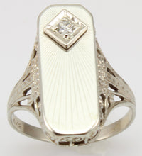 Load image into Gallery viewer, Antique JR WOOD of NY 1920&#39;s Art Deco Diamond 14k Solid White Gold Filigree Ladies Cocktail Ring