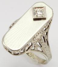 Load image into Gallery viewer, Antique JR WOOD of NY 1920&#39;s Art Deco Diamond 14k Solid White Gold Filigree Ladies Cocktail Ring