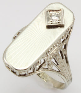 Antique JR WOOD of NY 1920's Art Deco Diamond 14k Solid White Gold Filigree Ladies Cocktail Ring