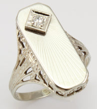 Load image into Gallery viewer, Antique JR WOOD of NY 1920&#39;s Art Deco Diamond 14k Solid White Gold Filigree Ladies Cocktail Ring