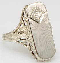 Load image into Gallery viewer, Antique JR WOOD of NY 1920&#39;s Art Deco Diamond 14k Solid White Gold Filigree Ladies Cocktail Ring