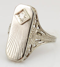 Load image into Gallery viewer, Antique JR WOOD of NY 1920&#39;s Art Deco Diamond 14k Solid White Gold Filigree Ladies Cocktail Ring