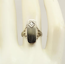 Load image into Gallery viewer, Antique JR WOOD of NY 1920&#39;s Art Deco Diamond 14k Solid White Gold Filigree Ladies Cocktail Ring