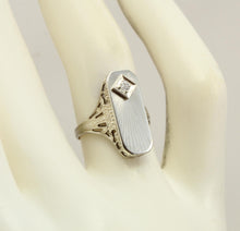 Load image into Gallery viewer, Antique JR WOOD of NY 1920&#39;s Art Deco Diamond 14k Solid White Gold Filigree Ladies Cocktail Ring