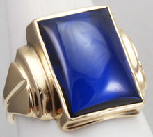 Load image into Gallery viewer, Vintage 1940&#39;s SIGNED Ullenberg Jewelry LARGE 12ct Blue Sapphire 10k Solid Yellow Gold Men&#39;s Ring