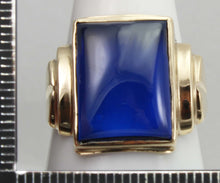 Load image into Gallery viewer, Vintage 1940&#39;s SIGNED Ullenberg Jewelry LARGE 12ct Blue Sapphire 10k Solid Yellow Gold Men&#39;s Ring