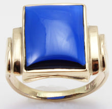 Load image into Gallery viewer, Vintage 1940&#39;s SIGNED Ullenberg Jewelry LARGE 12ct Blue Sapphire 10k Solid Yellow Gold Men&#39;s Ring