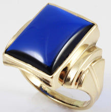 Load image into Gallery viewer, Vintage 1940&#39;s SIGNED Ullenberg Jewelry LARGE 12ct Blue Sapphire 10k Solid Yellow Gold Men&#39;s Ring