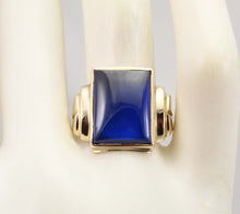 Load image into Gallery viewer, Vintage 1940&#39;s SIGNED Ullenberg Jewelry LARGE 12ct Blue Sapphire 10k Solid Yellow Gold Men&#39;s Ring