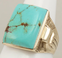 Load image into Gallery viewer, Antique 1920&#39;s Art Deco Natural RARE RED/ORANGE MATRIX KINGMAN Turquoise 10k Solid Gold Men&#39;s Ring