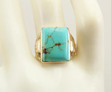 Load image into Gallery viewer, Antique 1920&#39;s Art Deco Natural RARE RED/ORANGE MATRIX KINGMAN Turquoise 10k Solid Gold Men&#39;s Ring