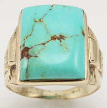 Load image into Gallery viewer, Antique 1920&#39;s Art Deco Natural RARE RED/ORANGE MATRIX KINGMAN Turquoise 10k Solid Gold Men&#39;s Ring