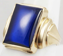 Load image into Gallery viewer, Vintage 1940&#39;s SIGNED Ullenberg Jewelry LARGE 12ct Blue Sapphire 10k Solid Yellow Gold Men&#39;s Ring