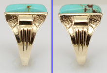 Load image into Gallery viewer, Antique 1920&#39;s Art Deco Natural RARE RED/ORANGE MATRIX KINGMAN Turquoise 10k Solid Gold Men&#39;s Ring