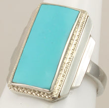 Load image into Gallery viewer, Antique 1920&#39;s Art Deco RARE Natural Persian Turquoise Milgrained 10k Solid White Gold Cocktail Ring