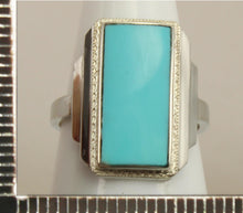 Load image into Gallery viewer, Antique 1920&#39;s Art Deco RARE Natural Persian Turquoise Milgrained 10k Solid White Gold Cocktail Ring