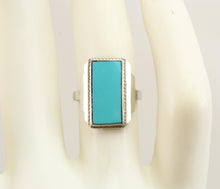 Load image into Gallery viewer, Antique 1920&#39;s Art Deco RARE Natural Persian Turquoise Milgrained 10k Solid White Gold Cocktail Ring