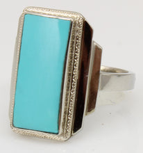 Load image into Gallery viewer, Antique 1920&#39;s Art Deco RARE Natural Persian Turquoise Milgrained 10k Solid White Gold Cocktail Ring