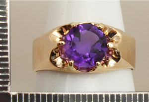 Antique c1900 Victorian Antique Cut 1.5ct Natural Amethyst 14k Solid Rose Gold Ring