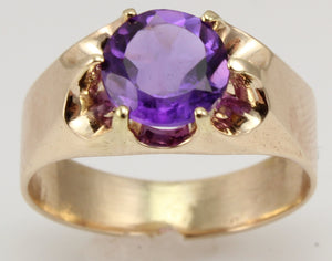 Antique c1900 Victorian Antique Cut 1.5ct Natural Amethyst 14k Solid Rose Gold Ring