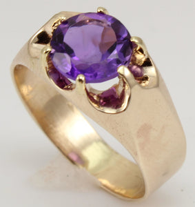 Antique c1900 Victorian Antique Cut 1.5ct Natural Amethyst 14k Solid Rose Gold Ring