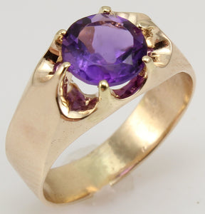 Antique c1900 Victorian Antique Cut 1.5ct Natural Amethyst 14k Solid Rose Gold Ring