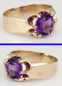 Antique c1900 Victorian Antique Cut 1.5ct Natural Amethyst 14k Solid Rose Gold Ring