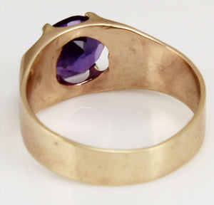 Antique c1900 Victorian Antique Cut 1.5ct Natural Amethyst 14k Solid Rose Gold Ring