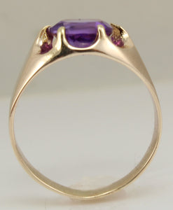 Antique c1900 Victorian Antique Cut 1.5ct Natural Amethyst 14k Solid Rose Gold Ring