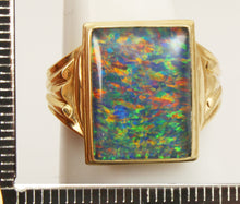 Load image into Gallery viewer, Antique 1920&#39;s Art Deco LARGE TRUE RAINBOW RARE Black Natural Opal 10k Solid Yellow Gold Men&#39;s Ring