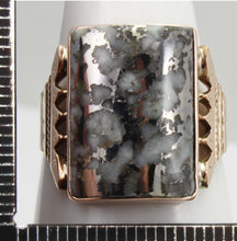 Load image into Gallery viewer, Antique Victorian LARGE RARE Natural Silver Ore in Quartz Milgrained 14k Solid Rose Gold Men&#39;s Ring