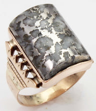 Load image into Gallery viewer, Antique Victorian LARGE RARE Natural Silver Ore in Quartz Milgrained 14k Solid Rose Gold Men&#39;s Ring