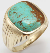 Load image into Gallery viewer, Vintage 1940&#39;s VERY RARE Natural #8 Mine Nevada Spiderweb Turquoise 10k Solid Gold Men&#39;s Ring