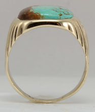 Load image into Gallery viewer, Vintage 1940&#39;s VERY RARE Natural #8 Mine Nevada Spiderweb Turquoise 10k Solid Gold Men&#39;s Ring