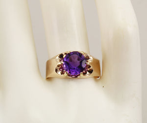 Antique c1900 Victorian Antique Cut 1.5ct Natural Amethyst 14k Solid Rose Gold Ring