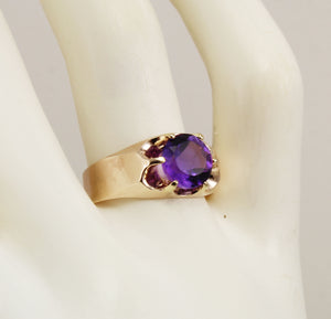 Antique c1900 Victorian Antique Cut 1.5ct Natural Amethyst 14k Solid Rose Gold Ring