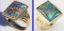 Load image into Gallery viewer, Antique 1920&#39;s Art Deco LARGE TRUE RAINBOW RARE Black Natural Opal 10k Solid Yellow Gold Men&#39;s Ring