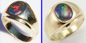 Vintage 1940's TRUE RAINBOW Natural Opal 10k Solid Yellow Gold Men's Ring