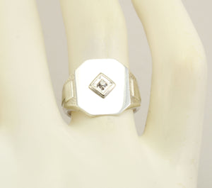 Antique Ostby & Barton 1920's Art Deco Diamond Silver & 10k Solid White Gold Ladies Cocktail Ring