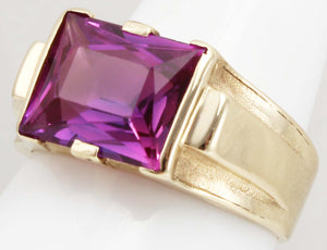 Antique SIGNED JR WOOD & Sons of NY 1920's Art Deco 6ct PURPLE SPINEL 10k Solid Gold Men's Ring