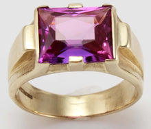 Load image into Gallery viewer, Antique SIGNED JR WOOD &amp; Sons of NY 1920&#39;s Art Deco 6ct PURPLE SPINEL 10k Solid Gold Men&#39;s Ring