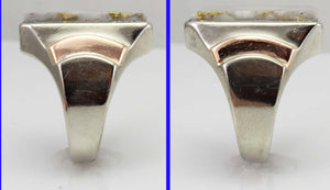 Antique 1920's Art Deco VERY RARE Natural Gold in Quartz 10k Solid White & Rose Gold Men's Ring