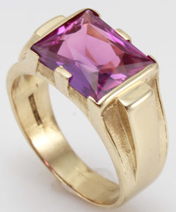 Antique SIGNED JR WOOD & Sons of NY 1920's Art Deco 6ct PURPLE SPINEL 10k Solid Gold Men's Ring