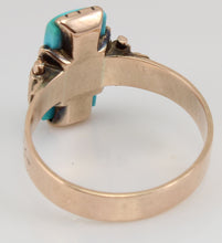 Load image into Gallery viewer, Antique Victorian RARE Natural Persian Turquoise Engraved 14k Solid Rose Gold Ladies Cocktail Ring