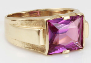 Antique SIGNED JR WOOD & Sons of NY 1920's Art Deco 6ct PURPLE SPINEL 10k Solid Gold Men's Ring