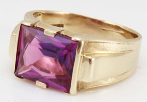 Antique SIGNED JR WOOD & Sons of NY 1920's Art Deco 6ct PURPLE SPINEL 10k Solid Gold Men's Ring