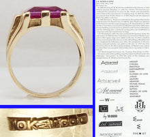 Load image into Gallery viewer, Antique SIGNED JR WOOD &amp; Sons of NY 1920&#39;s Art Deco 6ct PURPLE SPINEL 10k Solid Gold Men&#39;s Ring