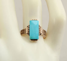 Load image into Gallery viewer, Antique Victorian RARE Natural Persian Turquoise Engraved 14k Solid Rose Gold Ladies Cocktail Ring