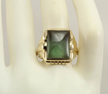 Load image into Gallery viewer, Antique 1920&#39;s Art Deco LARGE 12ct Green Sapphire 10k Solid Yellow Gold Men&#39;s Ring